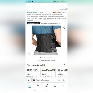 Size small back brace